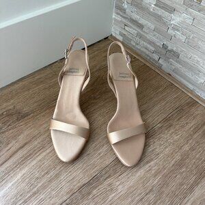 Jeffrey Campbell Go Getter Satin Slingback Heels in Nude